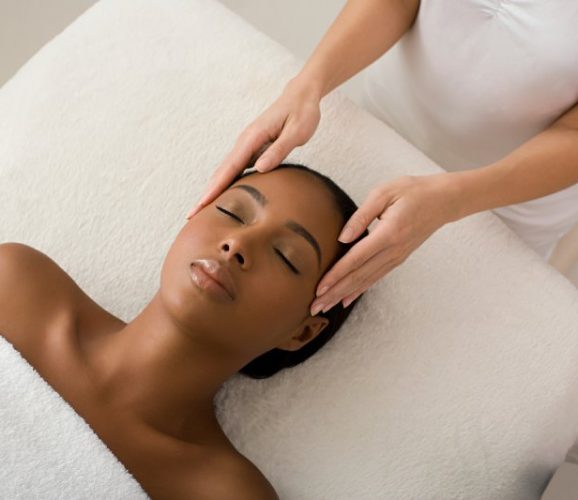 Woman having a head massage